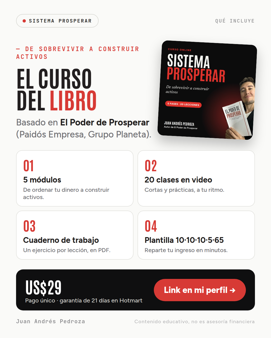 Curso Sistema Prosperar: qué incluye