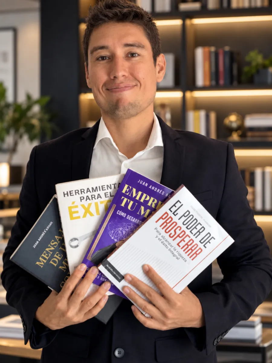 Juan Andrés Pedroza con sus cuatro libros